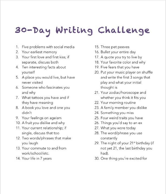 30 Day Writing Challenge - Writers Circle